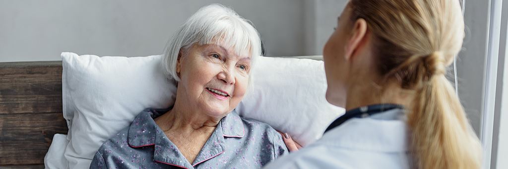 Elderly patient in a hospital.