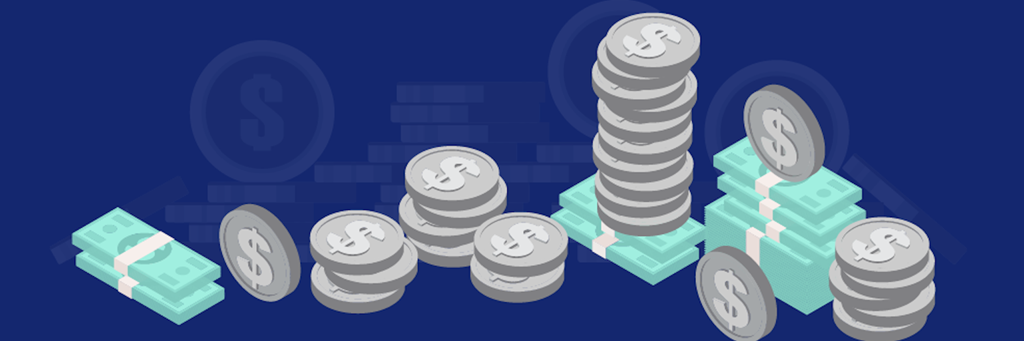 Illustration of coins and dollar bills growing over time to represent an annuity investment.